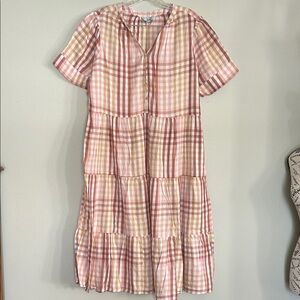 Croft & Barrow Plaid V-Neck Tiered Dress size XLP